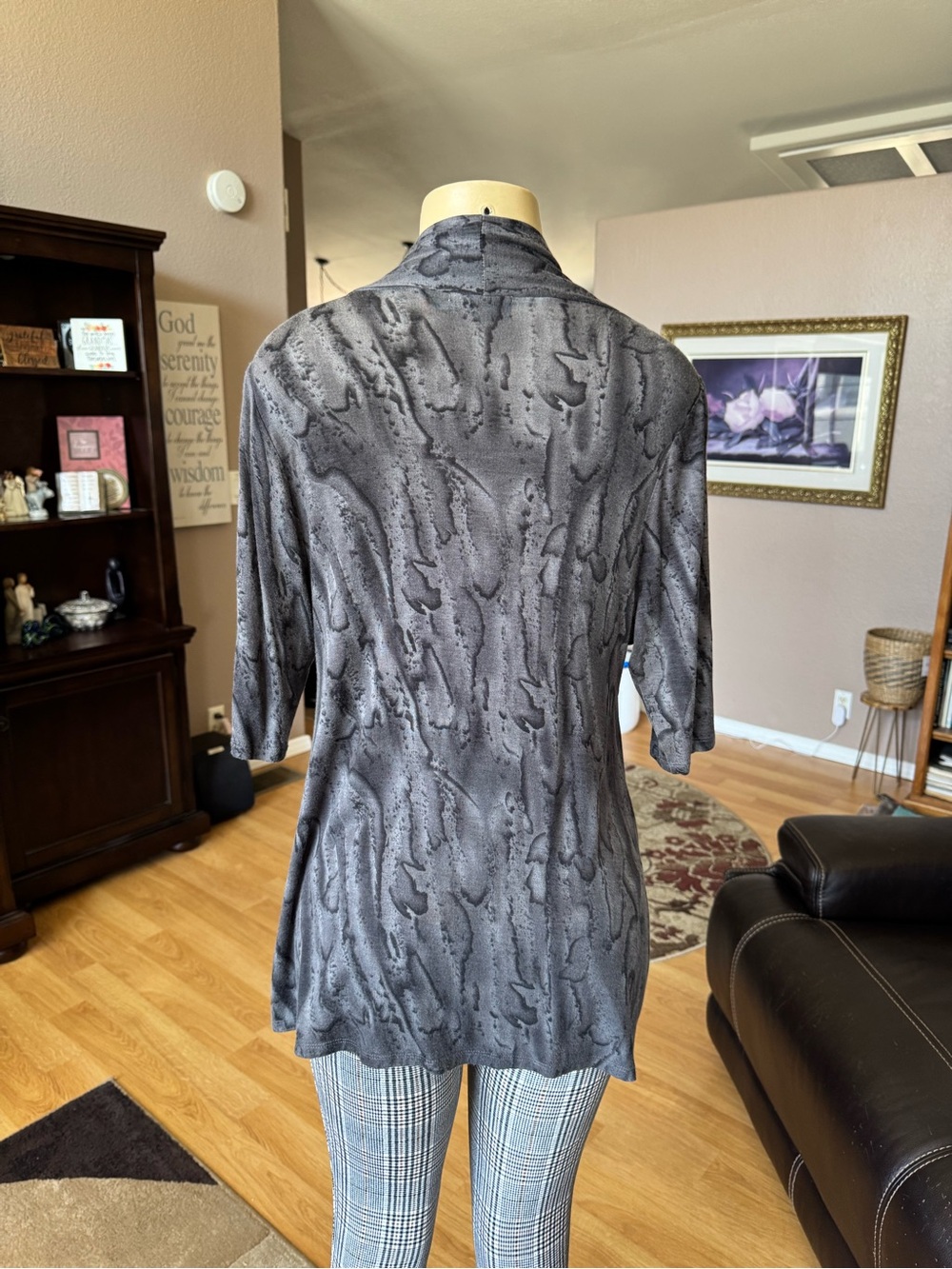 Unity World Wear Gray Marble-Effect Open Cardigan-size L - Picture 8 of 10